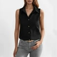 thumbnail image 3 of Tank Tops for Women Lightweight Cotton Linen Button Down Collared Sleeveless Shirt Dressy Casual Work Shirts, 3 of 8