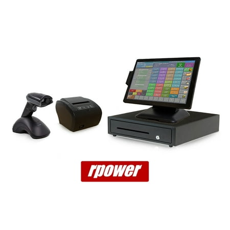 Restaurant Point of Sale System - includes Touchscreen PC, POS Software (rPower), Receipt Printer, Cash Drawer, Credit Card Swipe Reader, and Wireless Barcode