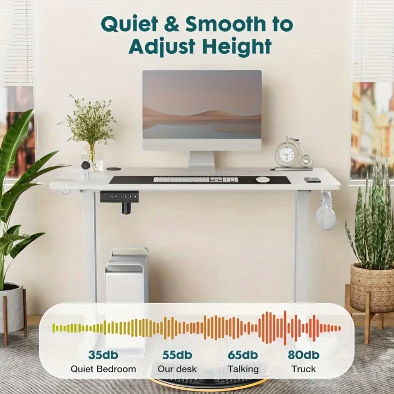 55 Inch Electric Height Adjustable Standing Desk with Memory Presets, Ergonomic Sit-Stand Home Office Desk, Cable Management, Easy Assembly
