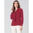 thumbnail image 4 of INSPIRE CHIC Blusa Elegante De Oficina De Trabajo Para Mujer, Camisa Plisada Con Cuello De Lazo Y Manga Larga Borgo?a M, 4 of 6