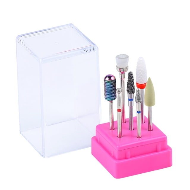 Qarigey 7 unids/set taladro de cerámica para uñas Bits caja de acrílico fresadora máquina de manicura limas eléctricas para uñas herramienta de Juegos de manicura (DH03) Qarigey MJ12957-03