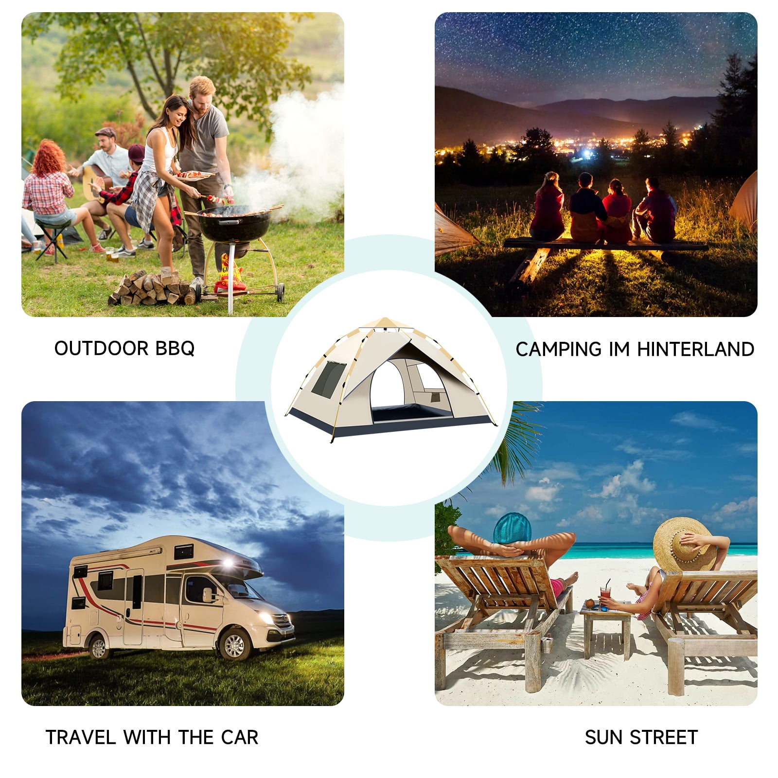SAN LIKE Camping Tent 2/3/4 Person Instant Easy Pop Up Tents for Camping Lightweight Backpacking Tent Automatic Waterproof Family Easy Set Up Tent for Camping Hiking Traveling - With Windows