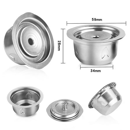 

Reusable Coffee Capsule Cup Set Stainless Pods Coffee Refillable with Spoon Set Steel Capsule Brush for Nespresso Vertuoline