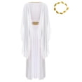 thumbnail image 4 of YiZYiF Womens Greek Goddness Costume Ancient Greece Queen Gold Trim Toga Dress for Halloween Cosplay White-A L, 4 of 7