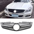 thumbnail image 2 of For Mercedes-Benz R230 SL-Class 2009-2012 SL500 SL550 SL600 Front Grille Grill Black/Silver Upper Bumper Hood Mesh, 2 of 7