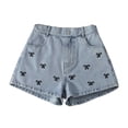 thumbnail image 2 of Rggeeun Baby Girls Jean Shorts Cute Bow Graphics Elastic Waist Side Pockets Relaxed Fit Above Knee For Summer Play Sports Stylish Bottoms,Blue,10-11 Years, 2 of 8