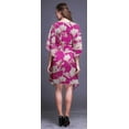 thumbnail image 2 of Bimba Fuschia Pink Floral Saucer Magnolia Womens Short Beach Kaftan Beachwear Bikini Coverup Midi Dress-S-L, 2 of 5