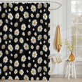 thumbnail image 3 of Shower Curtain White Daisy Shower Curtains for Bathroom Decor, Waterproof Polyester Shower Curtain Set with Hooks, Standard Size 72" x 72" Spring Flower Black, 3 of 9