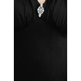 thumbnail image 7 of Connected Apparel Crossed Neck Sleeveless Jewelry Front Detail Ruched Empire Waist Solid Jersey Dress-BLACK / 12, 7 of 7