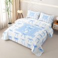 thumbnail image 3 of Manfei Aesthetic Blue Bow Twin Quilt Set For Kids,Letter H Monogram Letter Twin Coverlet Set,2pcs, 3 of 7