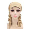 thumbnail image 4 of Tittly Bandanas for Women Head Scarf Head Hat Cap Ethnic Pre Tied Braid Hair Cover Wrap Turban Headwear Hat Fascinators Hats Head Scarf Khaki One Size, 4 of 6