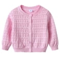 thumbnail image 7 of Besolor Toddler Girls Boy Clothes Cardigan Crewneck Button down Long Sleeve Shirts Hollow out Casual Knitted Jacket Tops(7-8 Years,Pink), 7 of 7