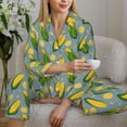thumbnail image 6 of Saiise Corn On The Leaves Print Women Soft Pajama Sets,Long Sleeve Sleepwear Button Up 2-Piece Pjs Lounge Sets-Medium, 6 of 7