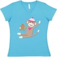 thumbnail image 3 of Inktastic Sock Monkey Gingerbread Women's V-Neck T-Shirt, 3 of 5