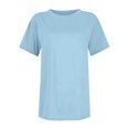 thumbnail image 6 of AherBiu Summer Tops for Women Basic Comfy Tshirt Short Sleeve Crewneck Casual Loose Fitted Top Tees, 6 of 7
