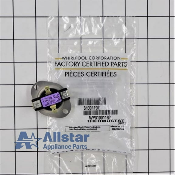 Whirlpool Dryer Cycling Thermostat WP31001192