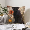 thumbnail image 6 of Haiem Black Cat in Wildflowers Print Velvet Soft Solid Decorative Square Throw Pillow Covers Set with Elegant Piping Christmas Cushion Case for Sofa Bedroom Car-18"x18", 6 of 8