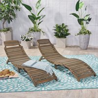 Christopher Knight Home Lahaina Outdoor Acacia Wood Chaise Lounge by (Set of 2)