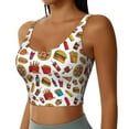 thumbnail image 2 of Pofeuu Hot Dog Pizza Print Sports Bra for Women Sexy Vest Yoga Running Gym Fitness Crop Bras Tops-Small, 2 of 8