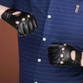 thumbnail image 1 of Baohd Retro PU Leather Men Fingerless Driving Cycling Gloves XL Black Hook Loop, 1 of 9