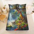thumbnail image 5 of Homewish Vintage Dino Queen Sheets,Jungle Wildlife Queen Sheet Sets,Green,4pcs,1 Flat Sheet, 1 Fitted Sheet and 2 Pillowcases, 5 of 6