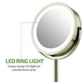 thumbnail image 5 of Ovente LED Lighted Tabletop Cosmetic Mirror, 7 Inch, Dual-Sided 1x/7x Magnification, Rechargeable & Wireless, Nickel Brushed (MCTR70BR1X7X), 5 of 7