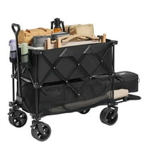 Foldable Double Decker Wagon, 400L Collapsible Wagon Cart with All-Terrain Wheels, Heavy Duty Folding Wagon Cart 350 lbs Weight Capacity for Camping, Shopping, Garden
