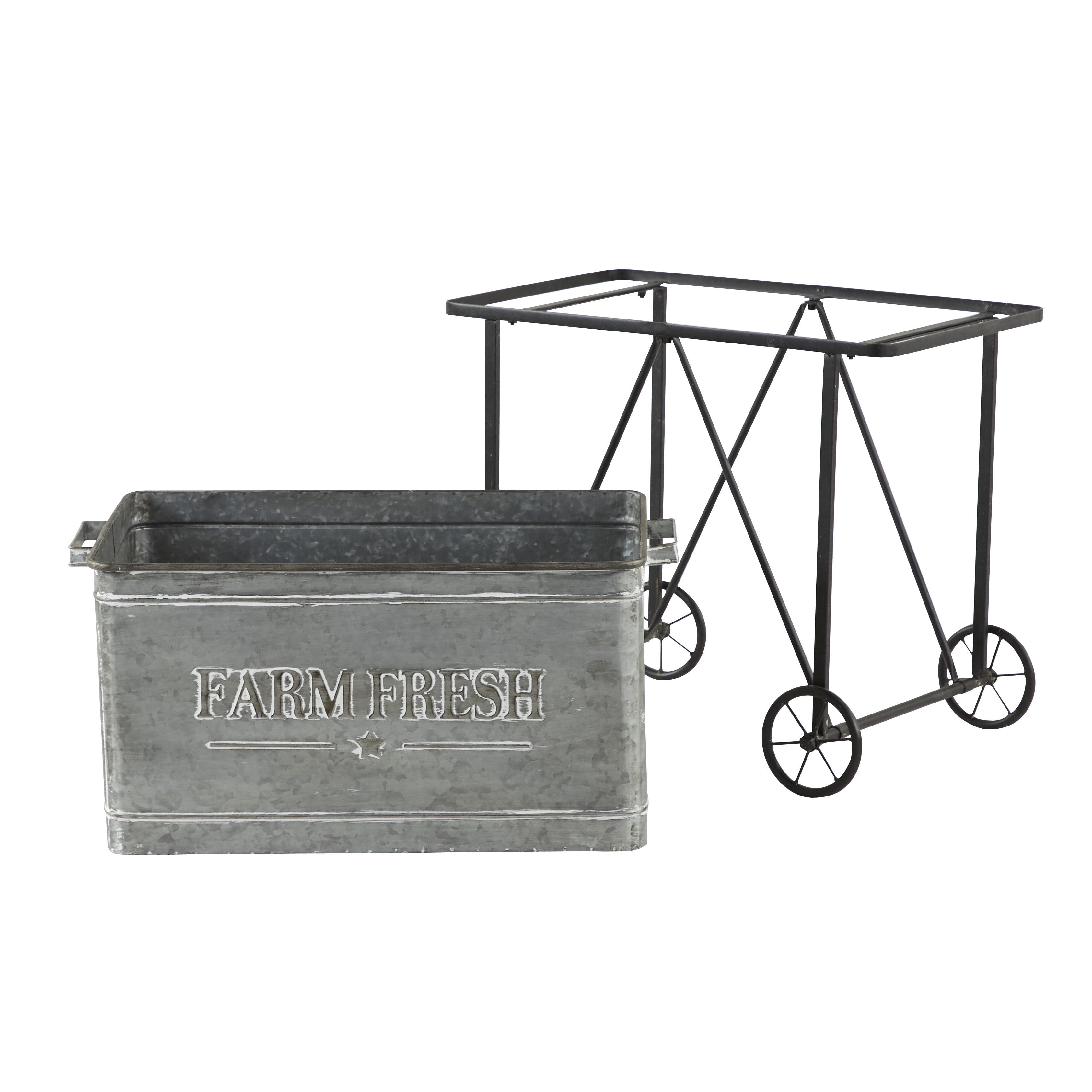 Studio 350 Large Rectangular Galvanized Steel Cart Planters Studio 350 Large Rectangular Galvanized Steel Cart Planters