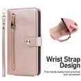 thumbnail image 2 of Dteck Crossbody Wallet Case Compatible with iPhone 13 Pro, Premium PU Leather Zipper Folio Wallet with Wrist Strap Shoulder Strap Magnetic Closure Built-in Kickstand Protective Case,Rosegold, 2 of 5