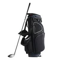 KFFKFF Golf Equipment Bag,14 Section Divider Top,35” 11 Compartments High-End Cart Bag with Stand,Robust Golf Carriers with Handles,Dust Protector & Removable Double Strap for Both Genders,Monochrome