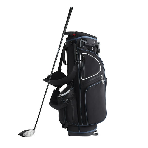 KFFKFF Golf Equipment Bag,14 Section Divider Top,35” 11 Compartments High-End Cart Bag with Stand,Robust Golf Carriers with Handles,Dust Protector & Removable Double Strap for Both Genders,Monochrome