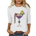 thumbnail image 2 of Xdegoge Womens Mardi Gras Top Plus Size Crewnceck 3/4 Sleeve Tops Luminous Sparkling Carnival Prints Pullover Funny Holiday Whimsical Themed Outfit, 2 of 6