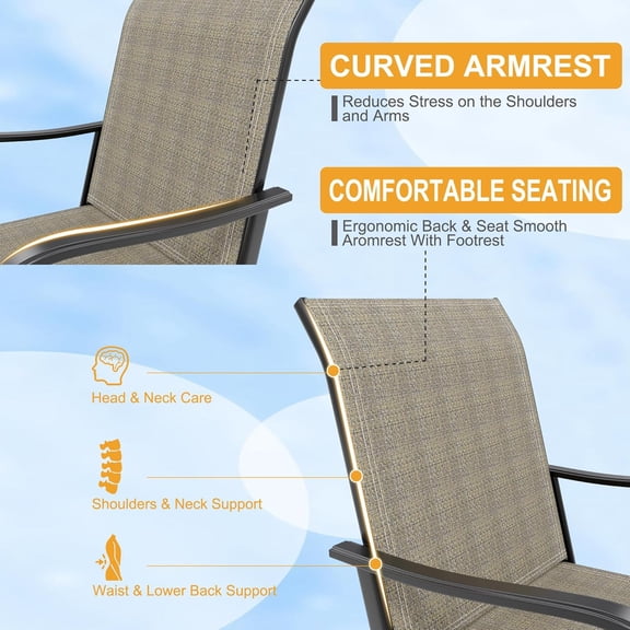 TEQIN Outdoor Bar Stools Set of 2, Bar Height Patio Chairs, Outdoor Swivel Bar Stoos High Top Patio Chairs, Supports 300 lbs,Bistro Set for Backyard, Lawn Garden, Balcony