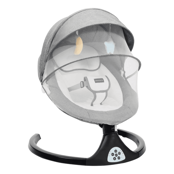 Silla Mecedora Eléctrica para Bebé con Dosel Protector y Juguetes Colgantes, 0 a 12 Meses