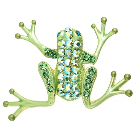 Swarovski Green Brooch - Green Frog Swarovski Crystal Pin Brooch
