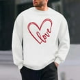 thumbnail image 2 of Betivan Men's Valentine's Day Heart Printed Casual Long Sleeve Round Neck Soft Fleece Base Layer Hoodie Daily Wear Top Red Men's Sweatshirts, 2 of 6