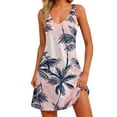 thumbnail image 2 of Huresd Tank Dress for Women 2024 A Line Flowy Mini Dress with Pocket V Neck Sleeveless Hawaiian Palm Tree Print Beach Dresses for Women Pink XL, 2 of 7