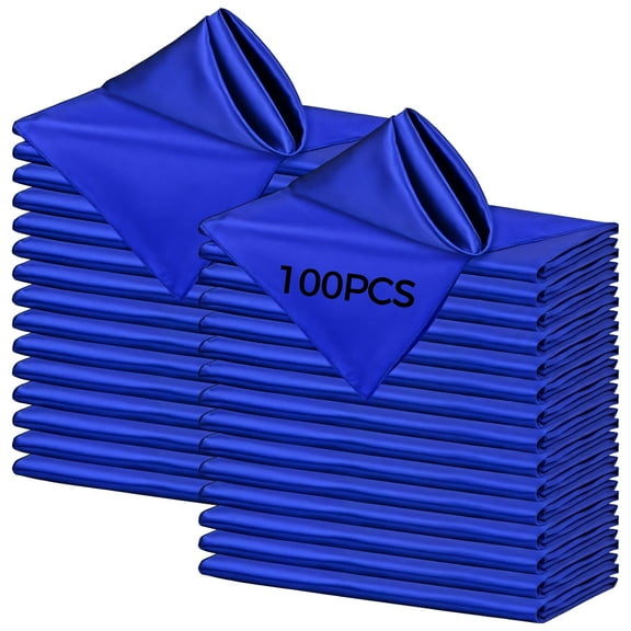 100 PCS Royal Blue Cloth Napkins, 12 in Square Satin Napkins for Weddings, Napkins for Formal Events and Receptions