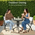 thumbnail image 3 of Brezey 3-Piece Patio Bistro Dining Furniture Set w/Textured Glass Tabletop, 2 Steel Folding Chairs, Polyester Fabric，White, 3 of 9