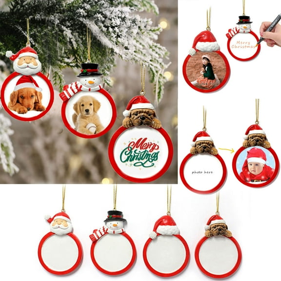 JLFNYA Christmas Decorations Clearance！2024 Personalized Christmas Ornaments-Graphic DIY Christmas Ornaments,Christmas Tree Photo Frame Decoration Gifts,Santa Hat DIY Graphic Ornaments,Children's