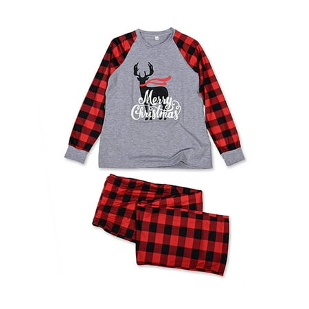 

LisenraIn Family Matching Christmas Pajamas Letter Parent-Kids Suit Xmas Set