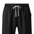 thumbnail image 4 of Mens Casual Soft Linen Long Shorts Knee Length Sport Running Lounge Work Shorts Capri Pant Summer Beach Casual Drawstring Shorts with Pockets Black Xl, 4 of 6