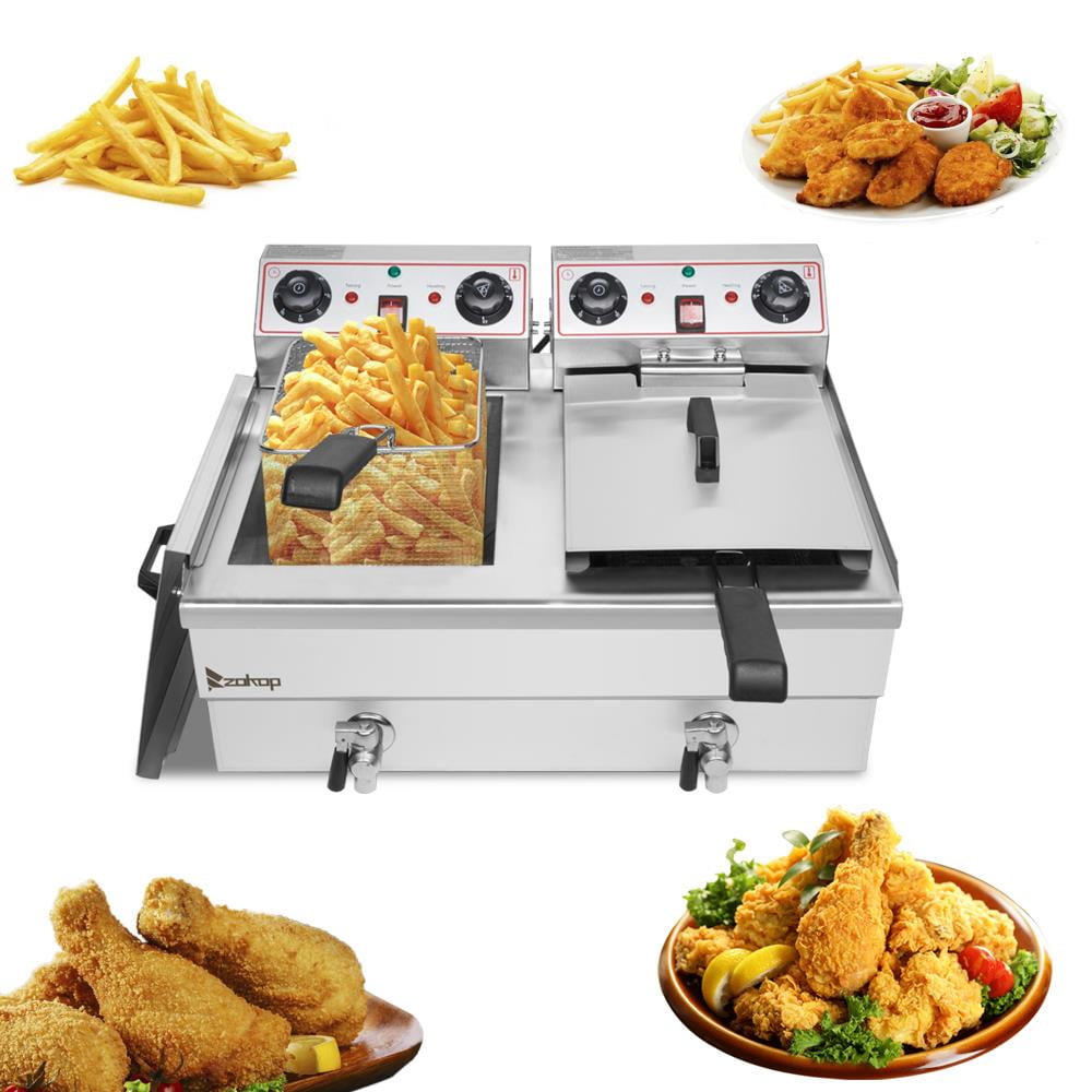 6L* 2 Electric Double Deep Tank Fry Machine Fryer Restaurant Cooking Chicken 