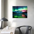thumbnail image 3 of COMIO  Nature Landscape Aurora Borealis Artwork Painting Blue Green Northern Light Canvas Prints for Living Room Bathroom Wall Decoretion Framed Ready to Hang, 3 of 4