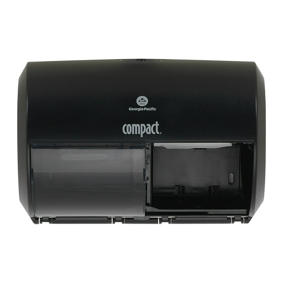 Compact Coreless Side-by-Side Double Roll Tissue Dispenser 11.5" x 8" Black 56784A