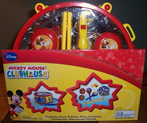 Disney Mickey Mouse Clubhouse Mickeys Party Band 10 Piece Set Music Instruments Drum /& Sticks,Flute,Castanets,Tambourine,Maracas,Whistle