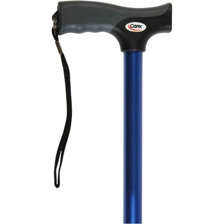 Carex Soft Grip Derby Adjustable Walking Cane, Solid Blue