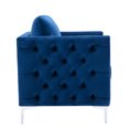 thumbnail image 3 of Modern Velvet Armchair, Upholstered Tufted Button Single Sofa Chair with Arms and Steel Legs, Accent Chair for Living Room Bedroom Home Office Guest Areas, Navy, 3 of 7