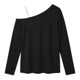 thumbnail image 5 of Gubotare Girls Off The Shoulder Tops Trendy Cold Shoulder T-Shirt Long Sleeve Loose Crop Blouse Size 14-15 (Black,14-15 Years), 5 of 6