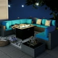 thumbnail image 2 of Walsunny 8 Pieces Patio Wicker Rattan Fire Pit Furniture Conversation Sets with Outdoor Sectional Sofa,45" Gas Propane Fire Pit Table,Glass Coffee Table,Silver Rattan Blue Cushion, 2 of 10